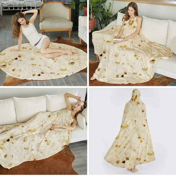 SeaRoomy Burritos Tortilla Blanket, Tortilla Wrap Blanket, Novelty Funny - Picture 7 of 9